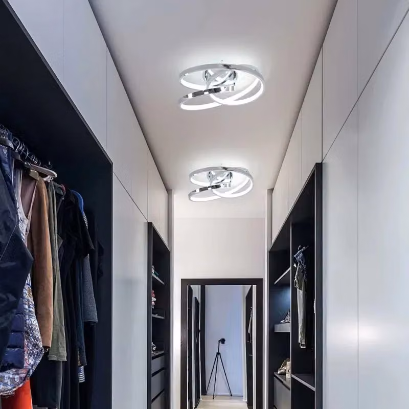 Garwarm Geometric LED Semi Flush Mount Ceiling Light in Silver – 3