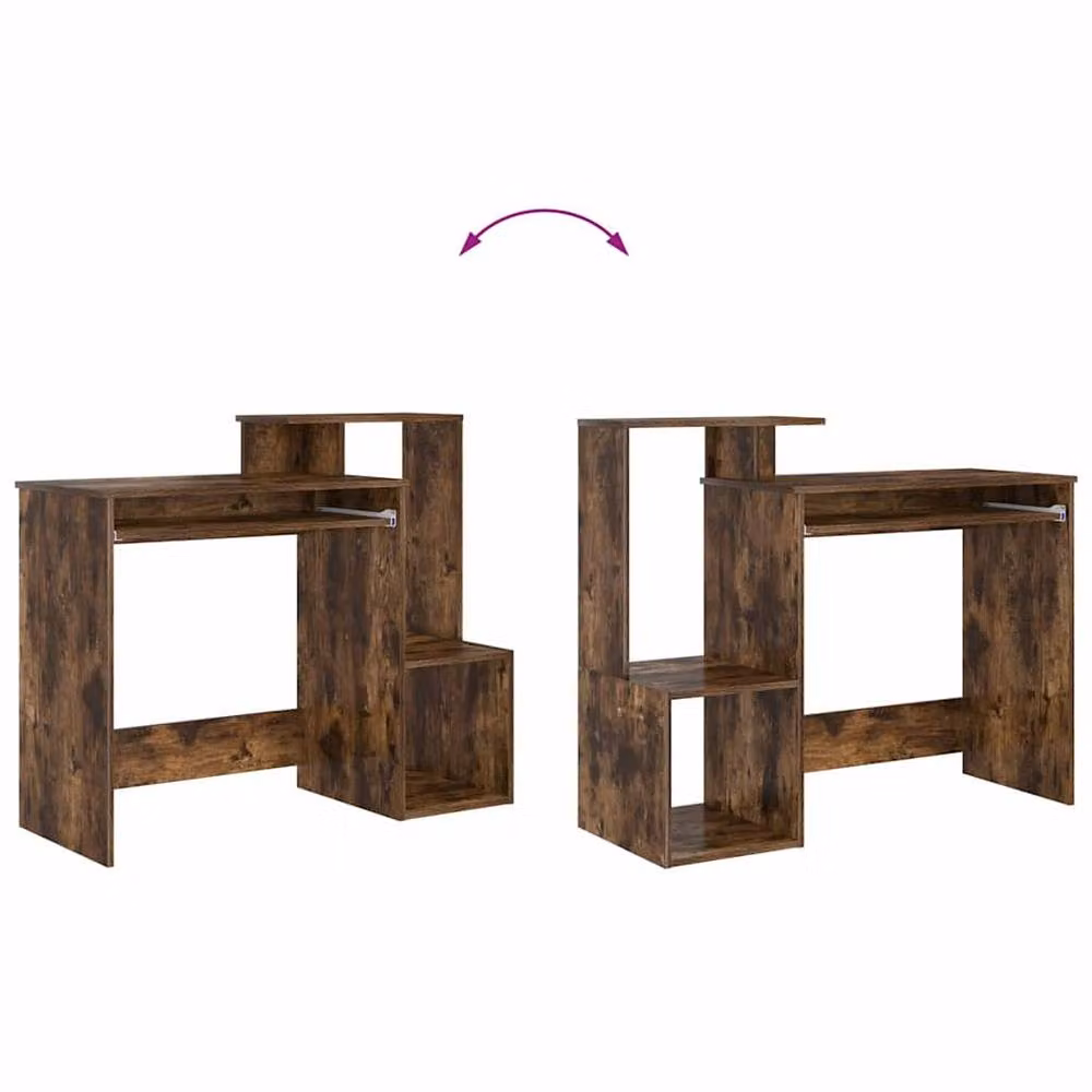 Berkfield Home Smoked Oak Computer Desk in Brown – 8