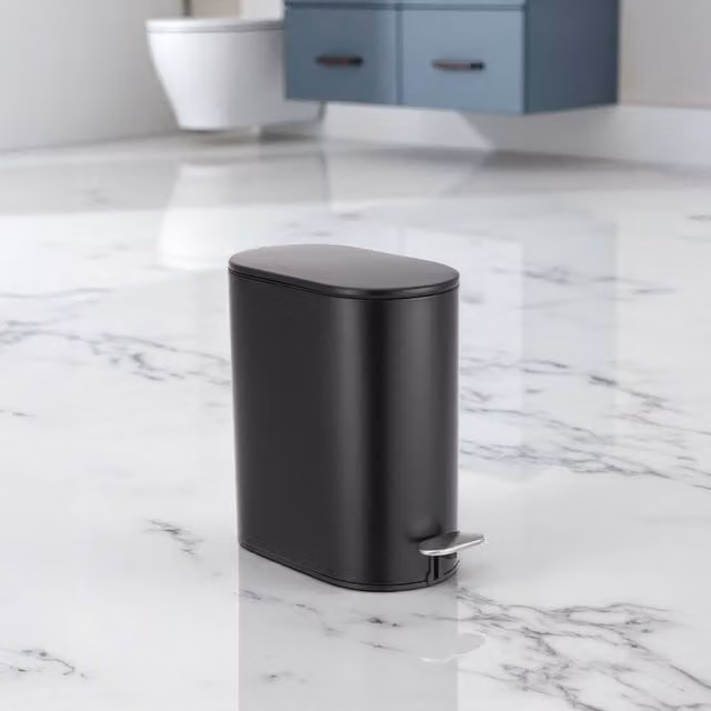 Showerdrape Fortuna 5L Soft Close Stainless Steel Bathroom Pedal Bin in White and Black