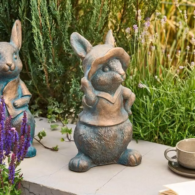 Wyld and Coco Brown Ceramic Rabbit Figurine, Height: 37 cm