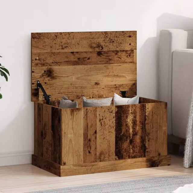 Berkfield Home Rustic Old Wood Storage Box in Brown, W/D/H: 70 x 40 x 38 cm