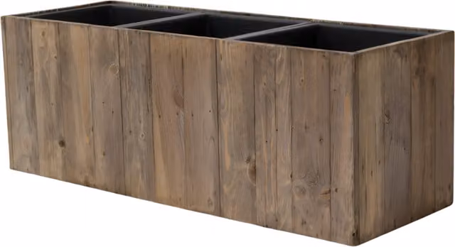 Primrose Fitzgerald Wooden 3-Part Trough Planter with Inserts in Brown