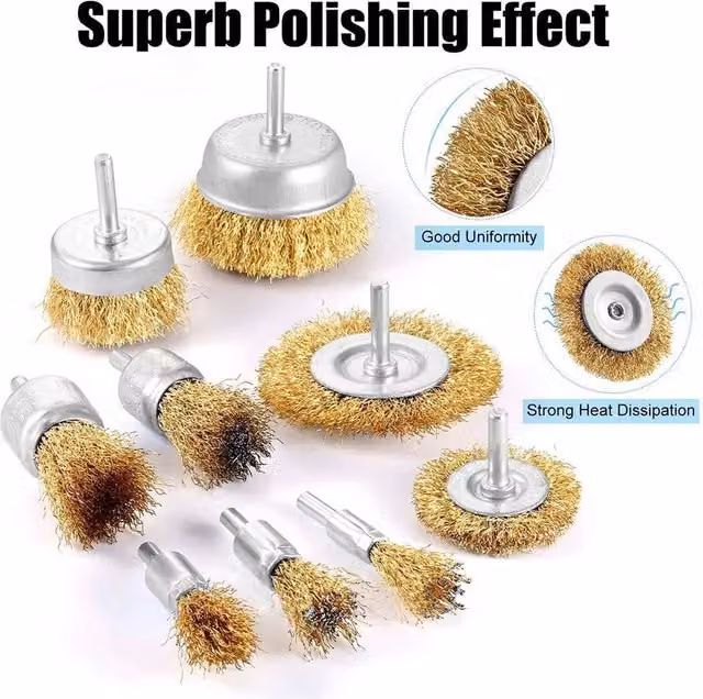 SPETLEK 27 Piece Gold Metal Wire Brush Set Rotary Drill Attachments
