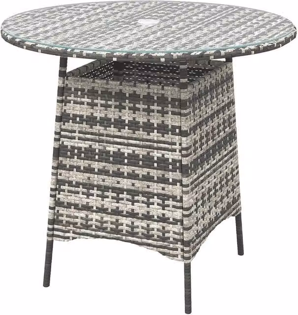 NESTLUNE Grey Polyrattan Rectangular Garden Table for Patio, Balcony or Terrace