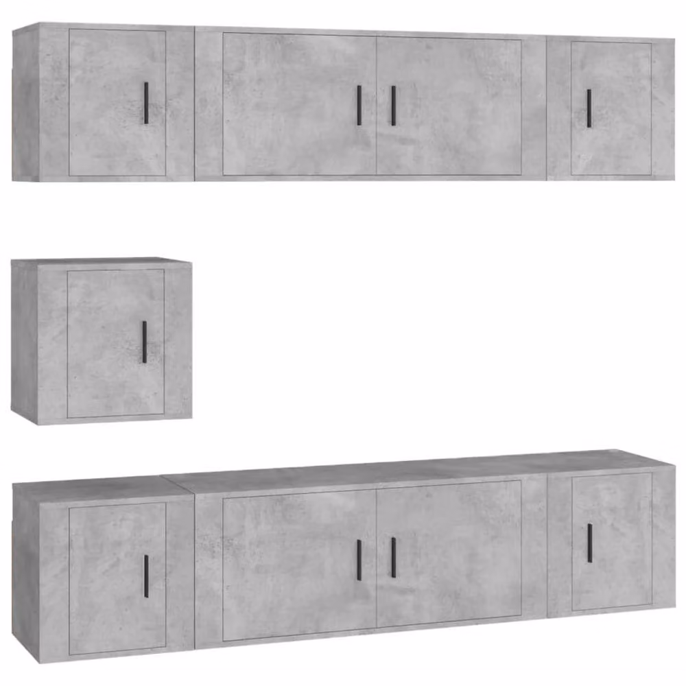 Berkfield Home Classic 7 Piece Wall Mounted TV Cabinet Set in Concrete Grey Matt MDF – 3