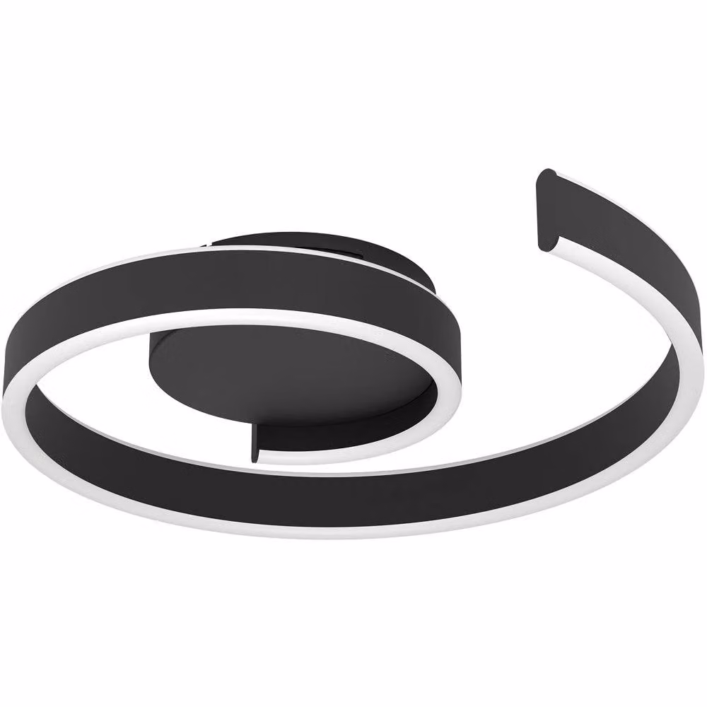 Loops Modern Black LED Ring Ceiling Light with Included Bulb – 2