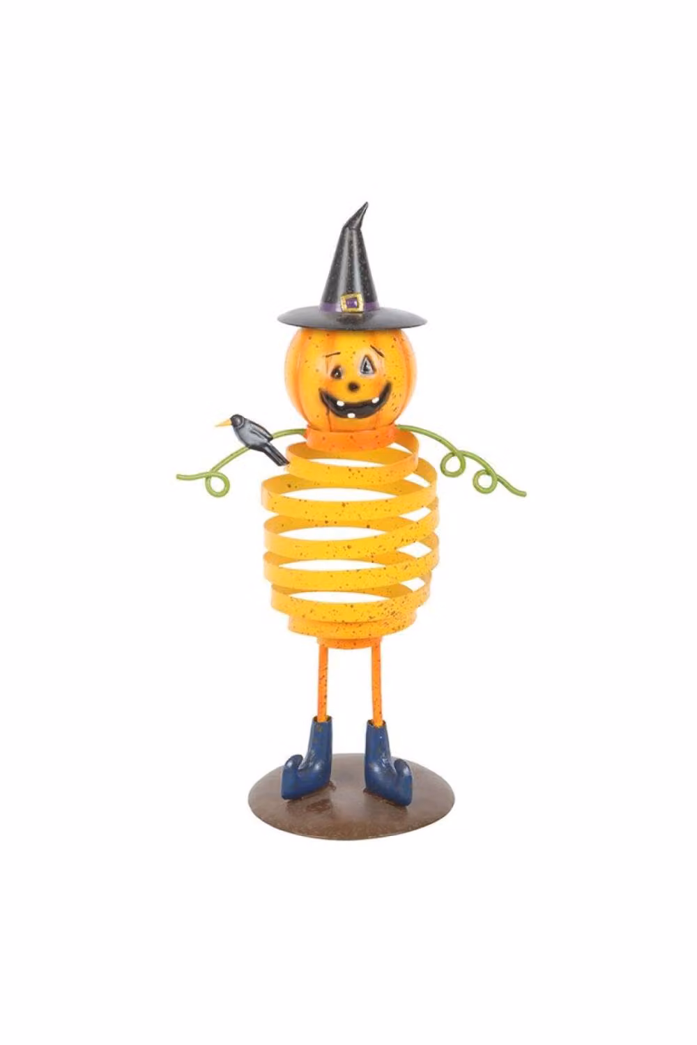 KDMD Orange Metal Pumpkin Man Tabletop Ornament with Spring Body for Halloween and Autumn Decor – 2