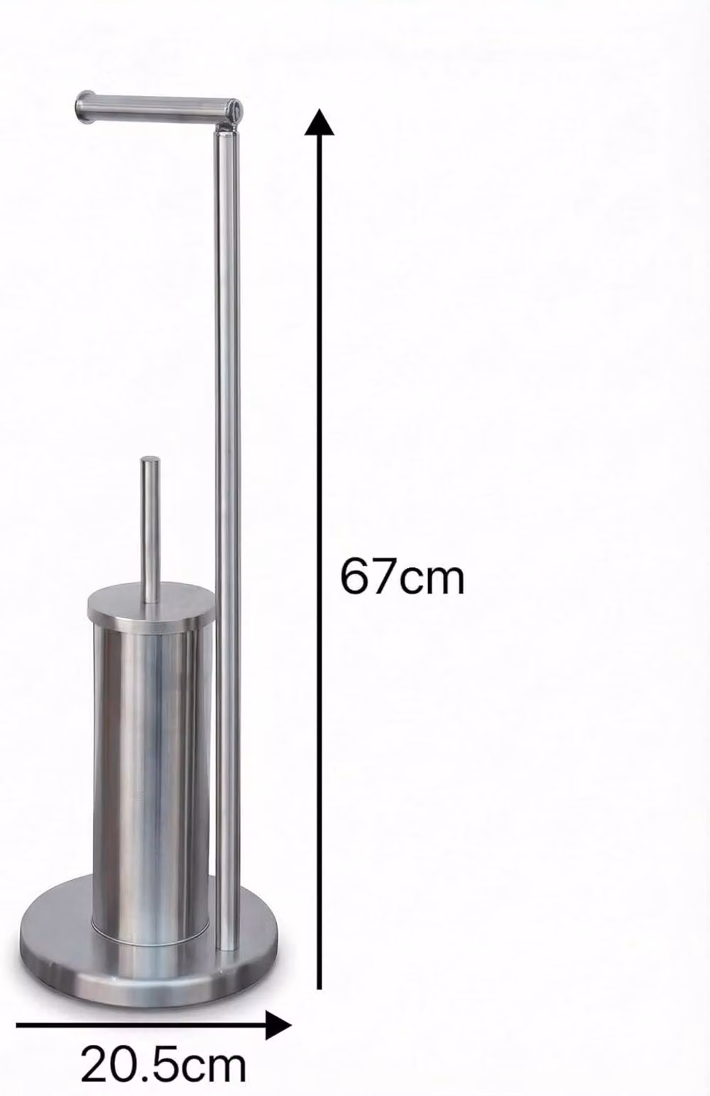 Alivio Freestanding Stainless Steel Toilet Roll Holder and Brush Set in Silver, W: 20.5 cm, H: 67 cm – 2