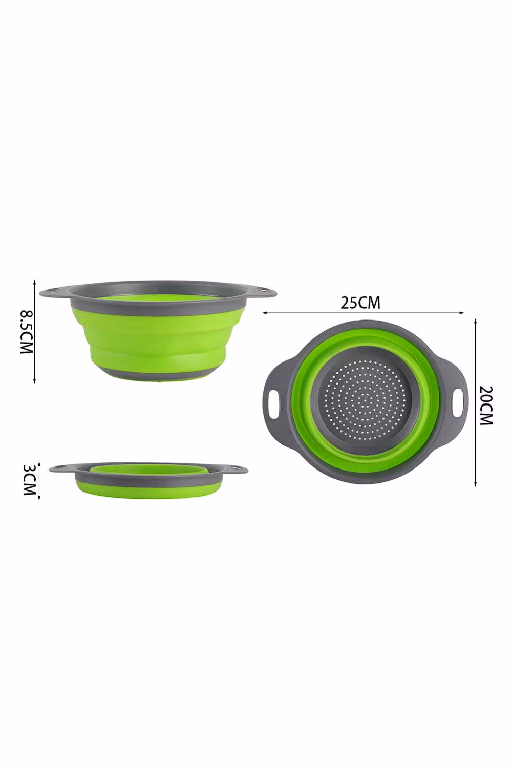 Livingandhome Collapsible Silicone Kitchen Colander Strainer Bowl with Handles, Green – 3