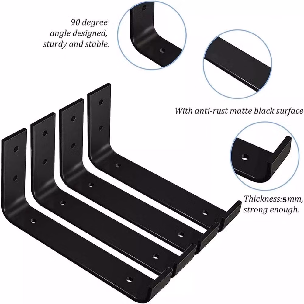 EONLION 4 Piece Heavy Duty Rustic Industrial Scaffold Board Wall Brackets in Matt Black Steel – 3