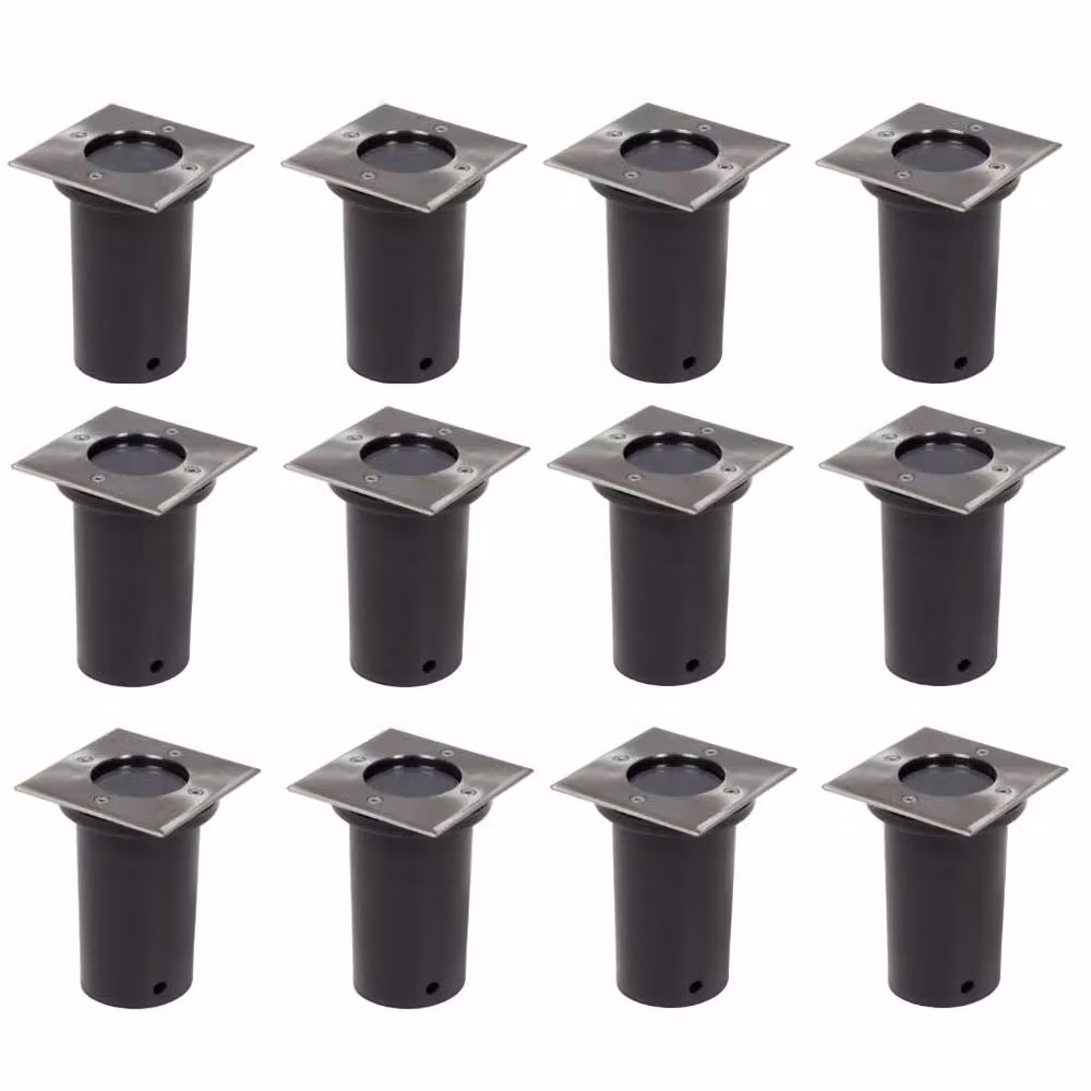 Berkfield Home 12 Piece Square Outdoor Recessed Ground Lights in Silver – 2