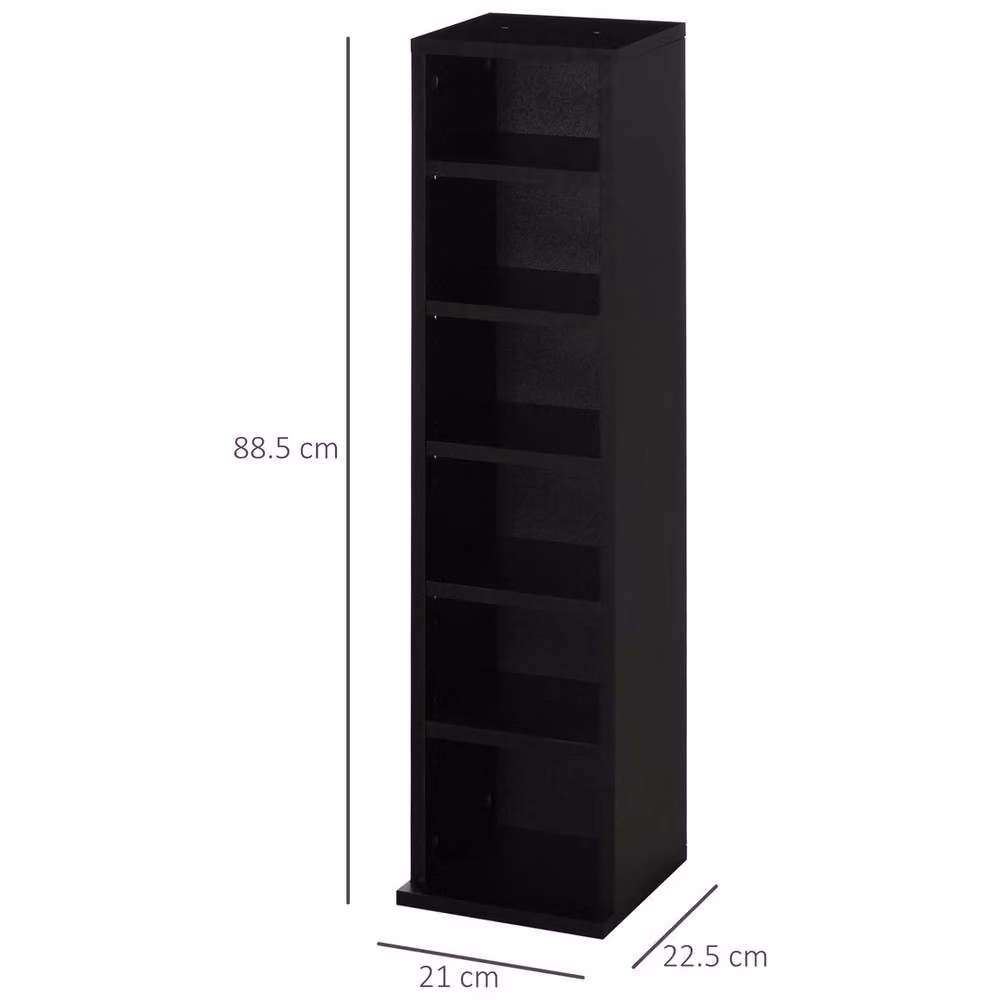 VOGREX Set of 2 Black Matt CD Storage Units with Adjustable Shelves – 2
