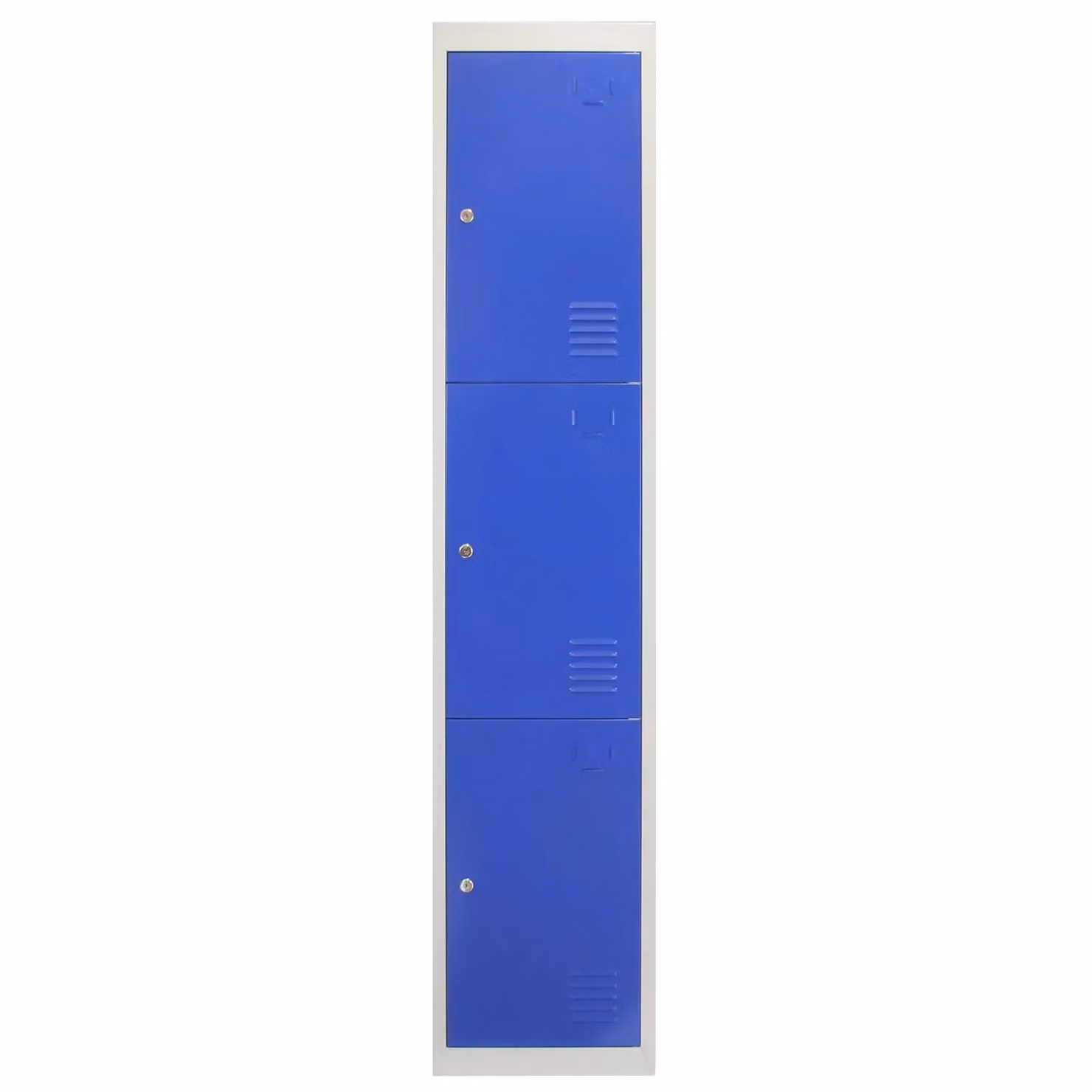 Monstershop Metal Three-Door Storage Lockers with Hinged Doors, Blue, H 180 x W 45 x D 38 cm – 2