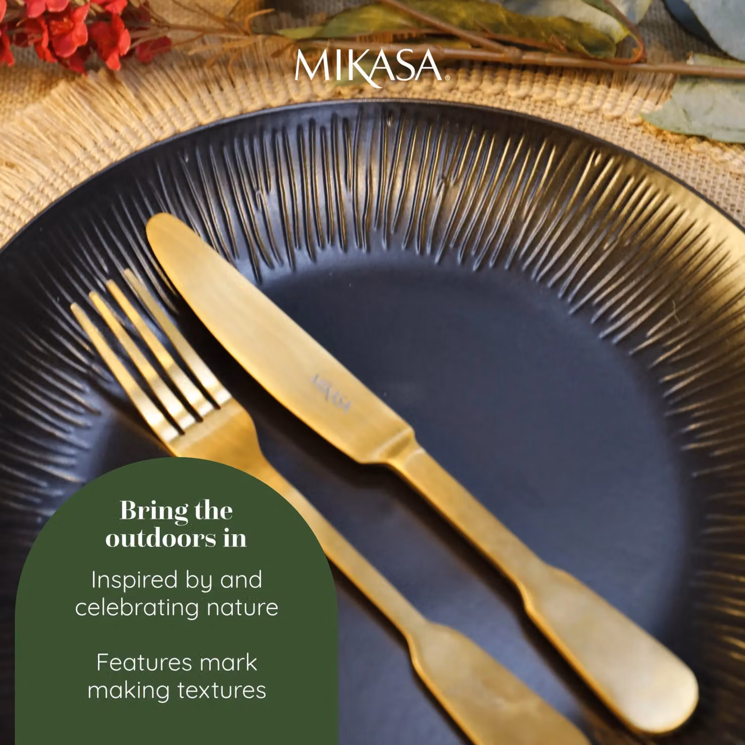 Mikasa Jardin Midnight 12-Piece Stoneware Dinner Set in Black with Floral Design – 10