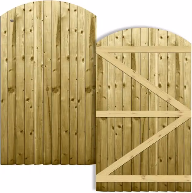 Premier Garden Supplies Overlapped Feather Edge Semi-Braced Arch Top Pedestrian Garden Gate, Pressure Treated Wood, Height: 105 cm