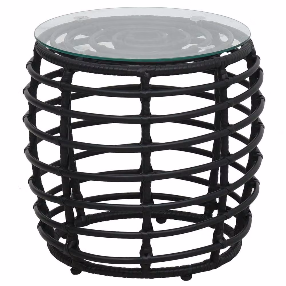 Berkfield Home 3 Piece Bistro Set in Black Poly Rattan and Steel – 2