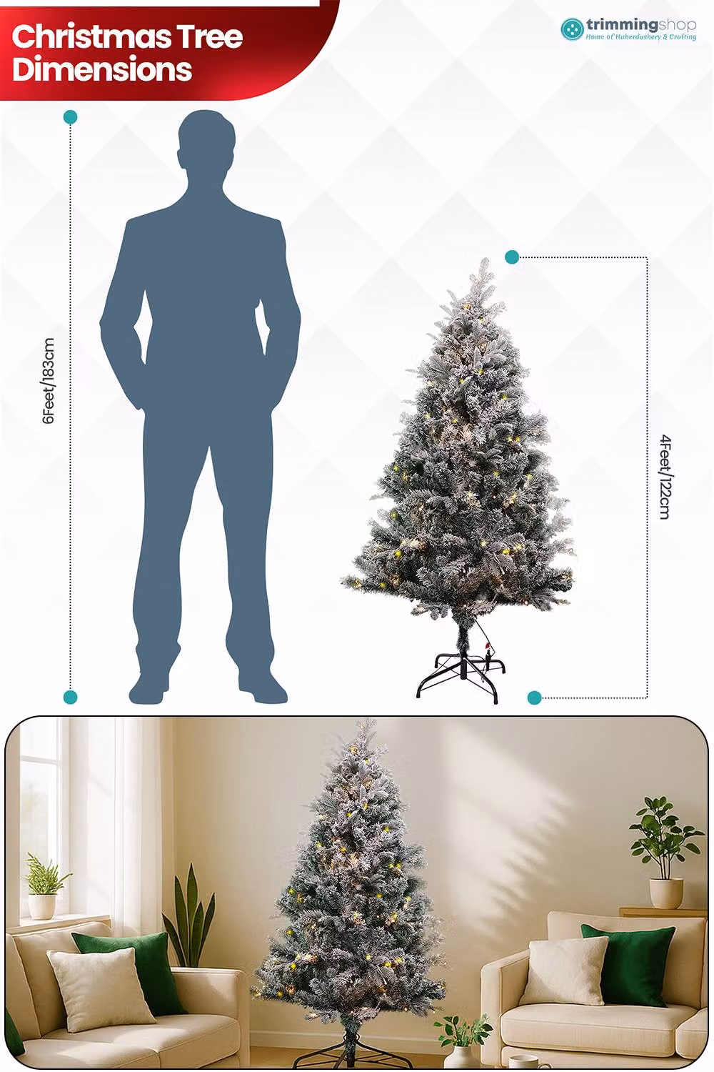 Neel Blue Snow Flocked Pre-Lit Christmas Tree with Colourful LEDs in Green, Blue and White, Height: 121.92 cm – 2