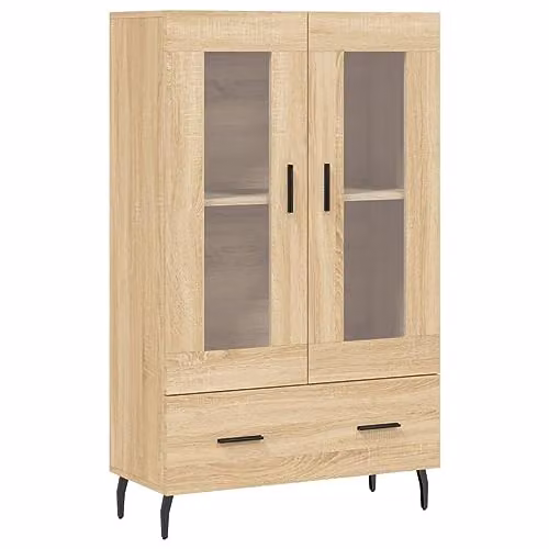 vidaXL Modern Highboard in Brown with Glass Doors, W/D/H: 69.5 x 31 x 115 cm – 1