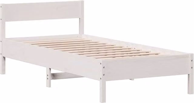 Berkfield Home Beautiful Single Solid Wood Bed Frame in White, W/D/H: 90 x 190 cm – 1
