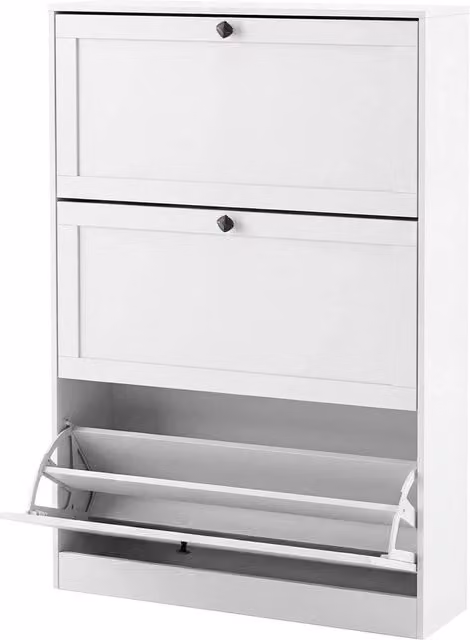 VOGREX Slim Tall Shoe Storage Cabinet in White Matt Finish – 1