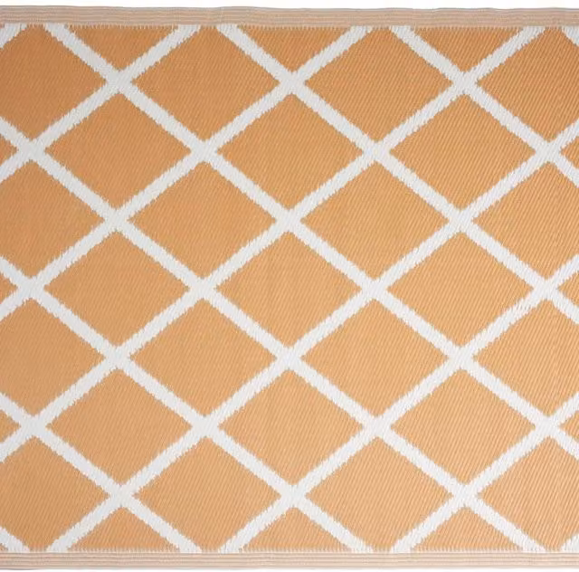 idooka Outdoor Diamond Pattern Rectangular Camping Rug Mat in Orange and White