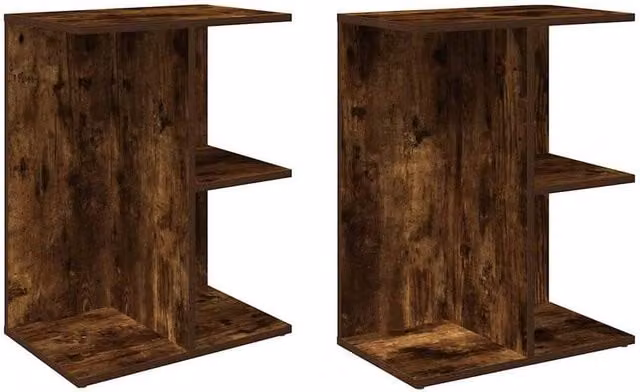 Berkfield Home Set of 2 Smoked Oak Bedside Tables in Brown, W/D/H: 46.5 x 29 x 61 cm – 1