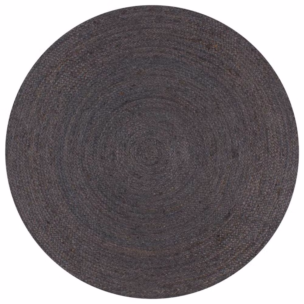 Berkfield Home Handmade Braided Jute Round Rug in Dark Grey, Diameter: 90 cm – 2