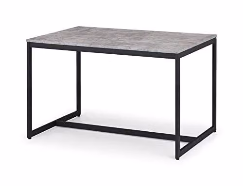 Julian Bowen Staten Rectangular Concrete Effect Dining Table in Grey and Black, W: 120 cm, H: 75 cm, D: 80 cm