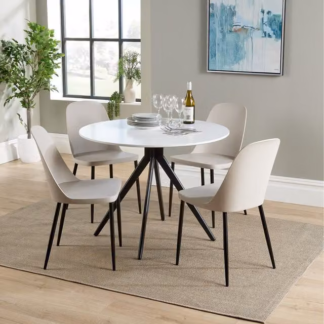 Core Products Ltd Aspen Round Dining Table and Four Plastic Duo Chairs Set, Diameter: 100 cm