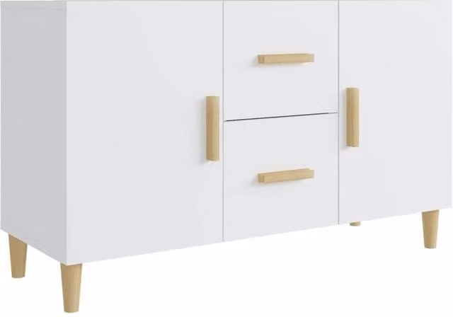 Berkfield Home White Classic Sideboard in MDF, W/D/H: 100 x 36 x 60 cm