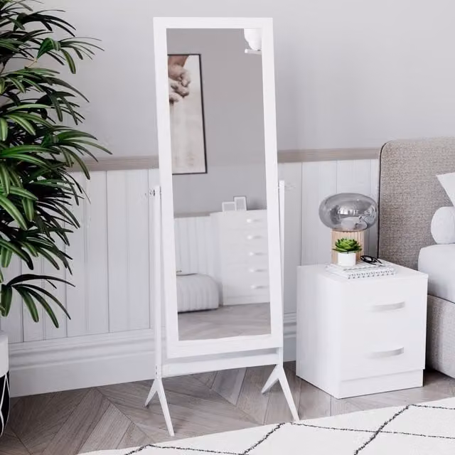 Vida Designs Nishano Cheval Mirror in White, W/D/H: 53 x 53 x 53 cm
