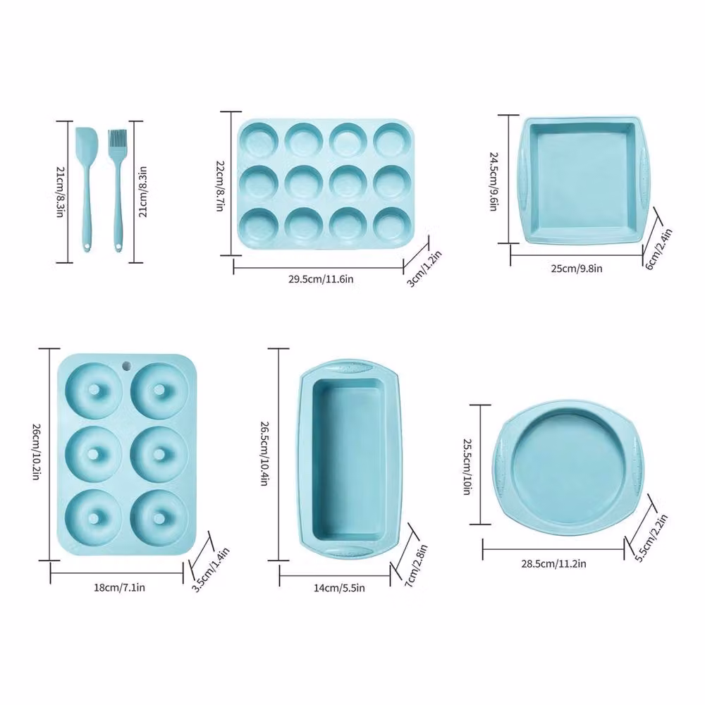 SPETLEK 7-in-1 Non-stick Silicone Cake Tin and Baking Set in Aqua