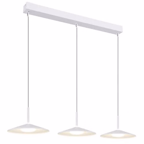 GLOBO White Fabric and Metal 3-Bulb Pendant Lamp with Height Adjustment, Height: 180 cm