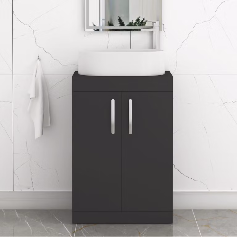 Royal Bathrooms Turin 800mm Floor Standing 2 Door Bathroom Vanity Unit in Matt Black