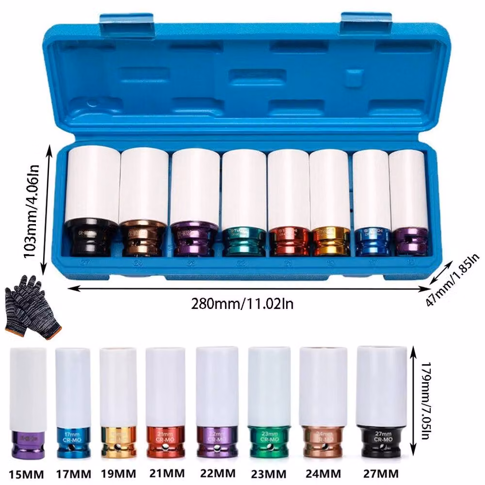 Ventryn 8-Piece 1/2in Thin Wall Deep Impact Socket Set in Chrome Molybdenum – 2