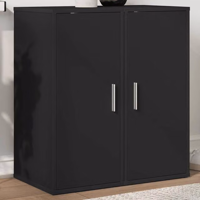 Berkfield Home Set of 2 Modern Black MDF Shoe Cabinets, W/D/H: 32 x 35 x 70 cm – 1