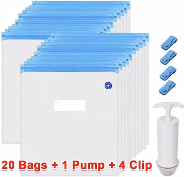 FLAVORA 20 Pack Filament Vacuum Storage Bags in Transparent, Width: 50 cm