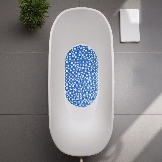 Showerdrape Otto Blue Anti Slip Oval PVC Bath Mat W: 69 cm, D: 36 cm – 1