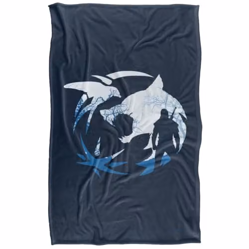 The Witcher Logo Silhouette Super Soft Silky Touch Fleece Throw Blanket, Multicolour, W: 91 cm, D: 147 cm