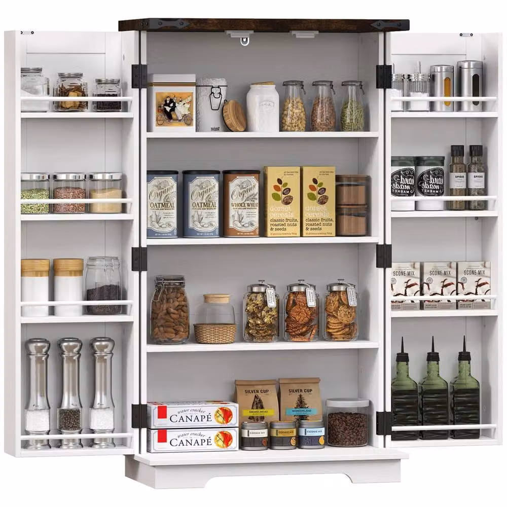 Wyld Haus Roka White Farmhouse Multi Storage Kitchen Cabinet W/D/H: 60.0 x 30.0 x 104.0 cm – 2