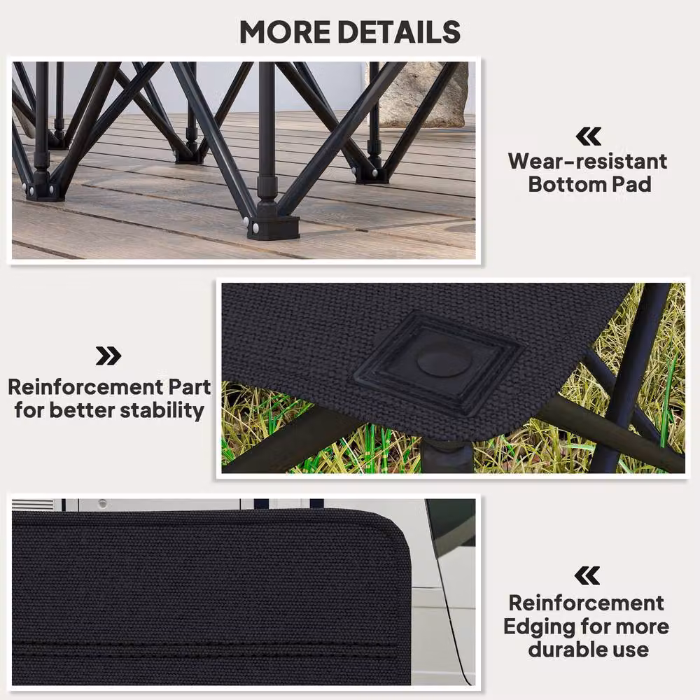 STILVORA 6 Seater Folding Camping Bench with Cup Holders in Black – 6