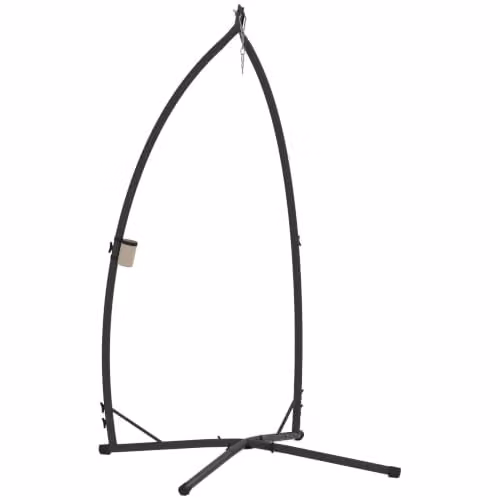 OUTSUNNY Black Metal Hammock Chair Stand with Cup Holders