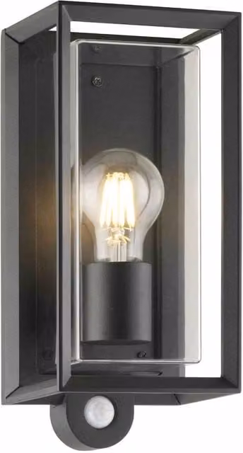 First Choice Lighting Brandon Black Metal Outdoor Motion Sensor IP44 Security Wall Light – 1