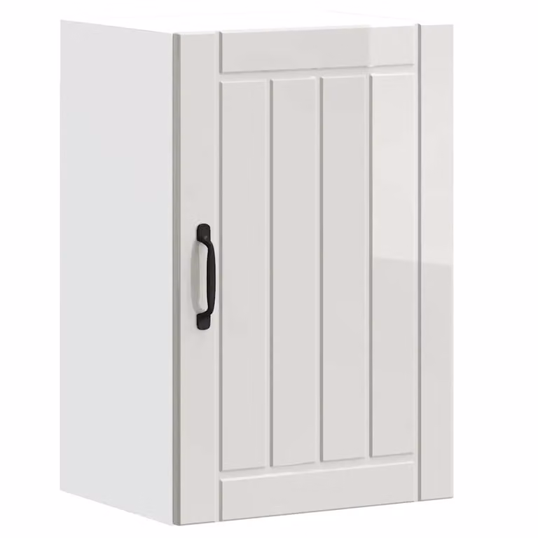 Berkfield Home Lucca High Gloss White Kitchen Wall Cabinet with Glass Doors