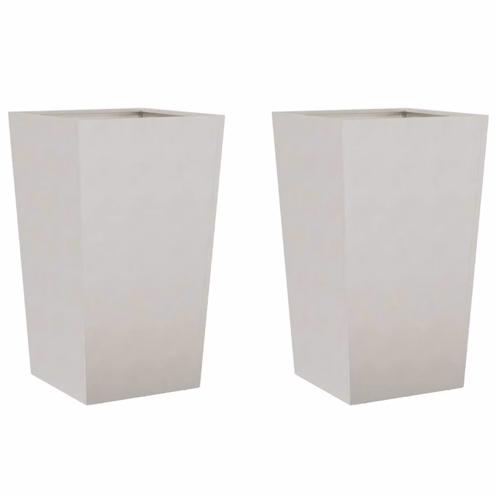 Berkfield Home Garden Stainless Steel Planter Tubs in Light Grey, 2 Pack, W/D/H: 45 x 45 x 75 cm – 3