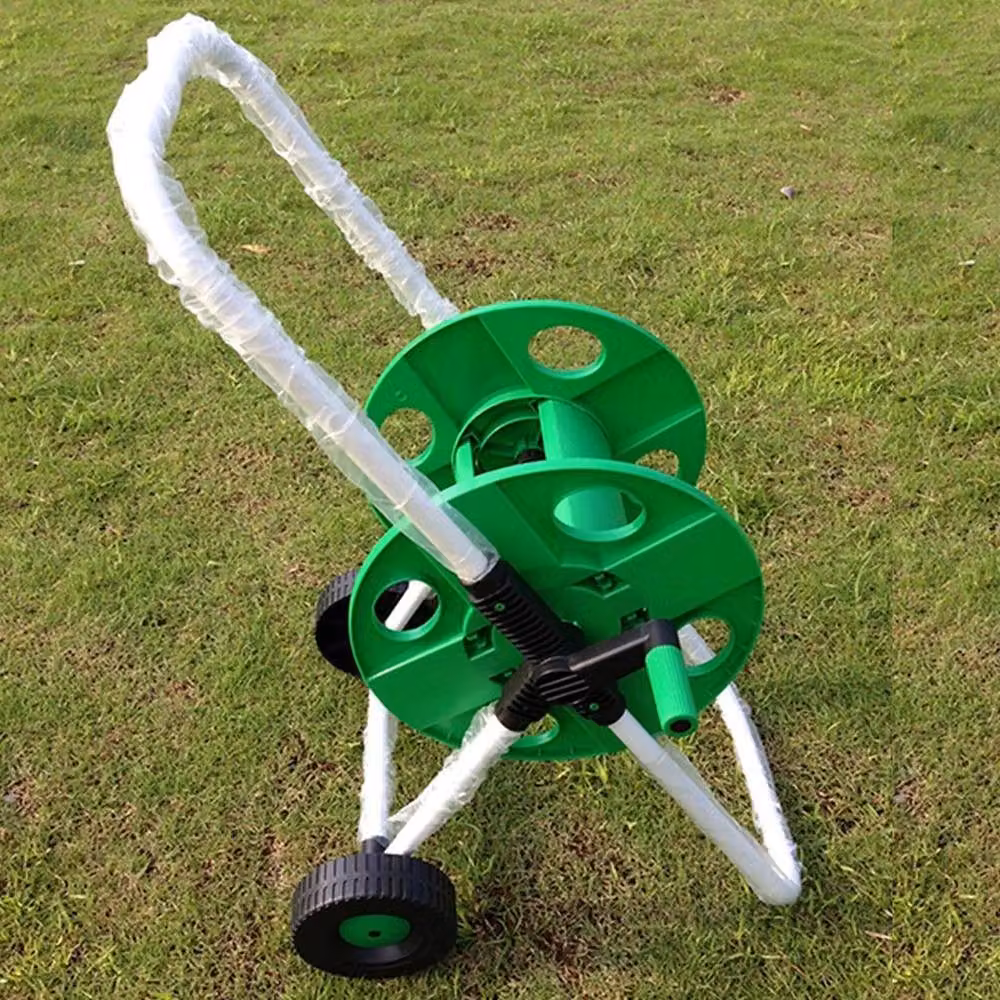 NESTLUNE Green Portable Garden Hose Reel Trolley with 50m Capacity – 3