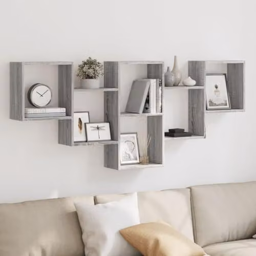 vidaXL Wall Shelf in Grey, W/D/H: 159 x 18 x 66 cm – 2