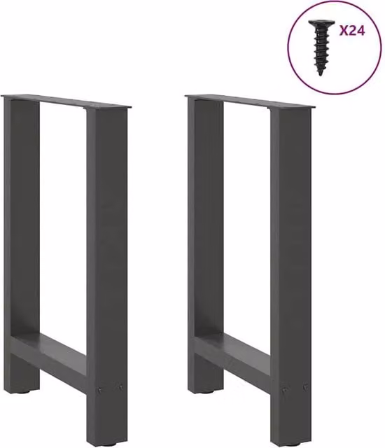 Berkfield Home Modern Coffee Table Legs in Grey Steel, 2 Pieces, W: 50 cm, H: 72-73 cm – 1
