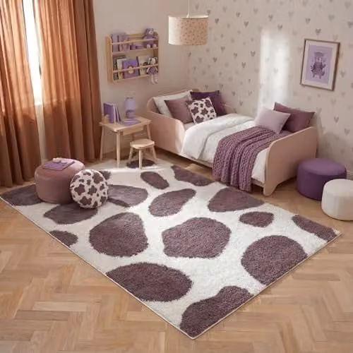 THE RUGS Soft Shaggy Area Rug with Modern Animal Print Design in Purple, W: 200 cm, D: 290 cm – 2