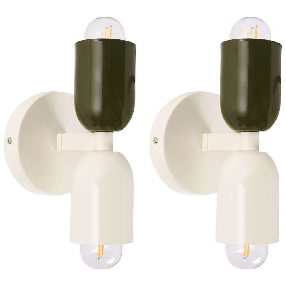 Wyld and Coco Set of 2 White Metal Up and Down Wall Lamps – 2
